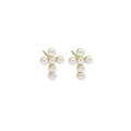 Gold Silver Pearl Cross Stud Earrings, Sku#LD469