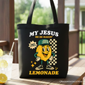 Life Gave Me Lemons Jesus Lemonade Tote Bag, Funny Christian Faith Retro Gift Shopper