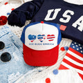 God Bless America, Hearts, Patriotic, Snapback Trucker Hat