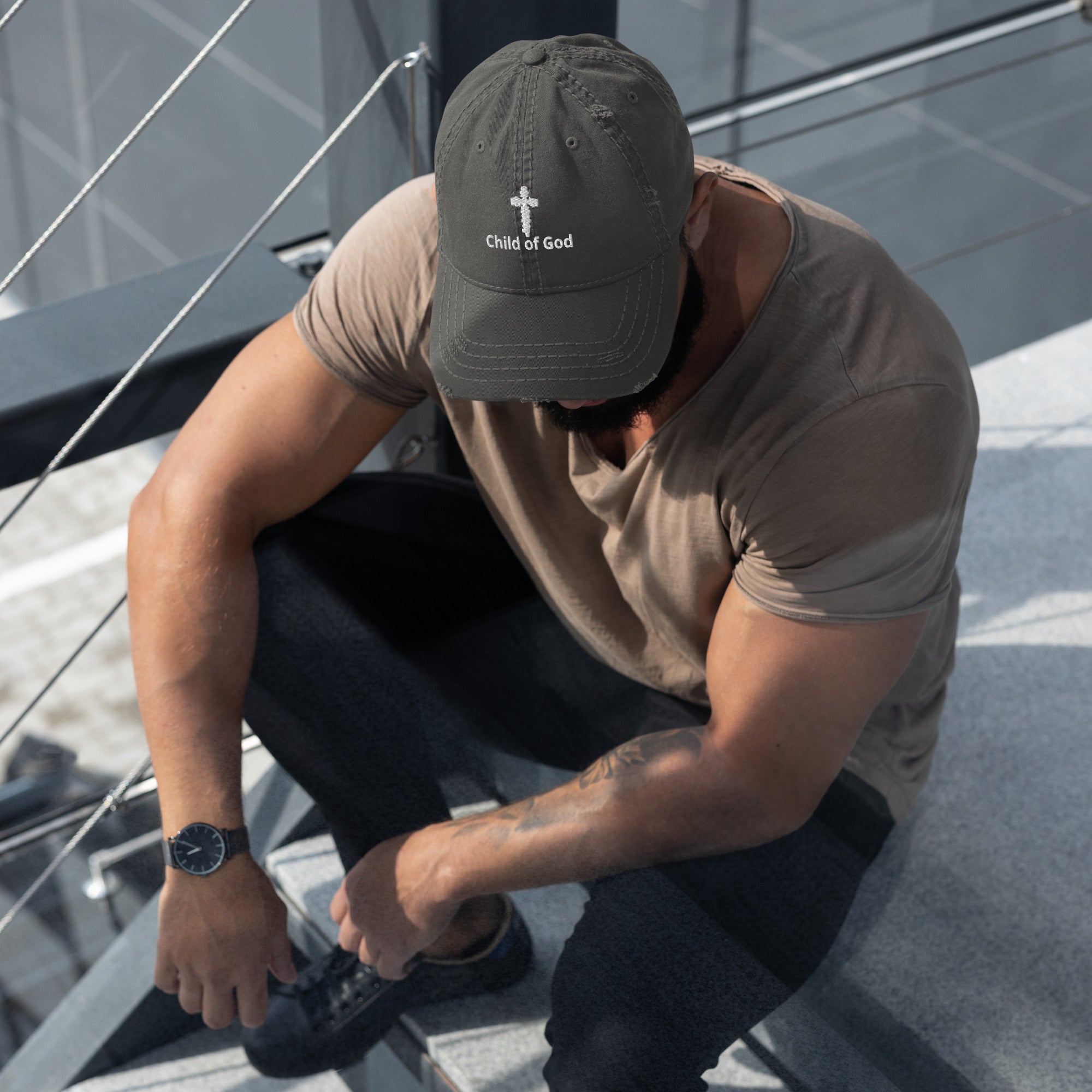 Child of God Distressed Embroidered Dad Hat