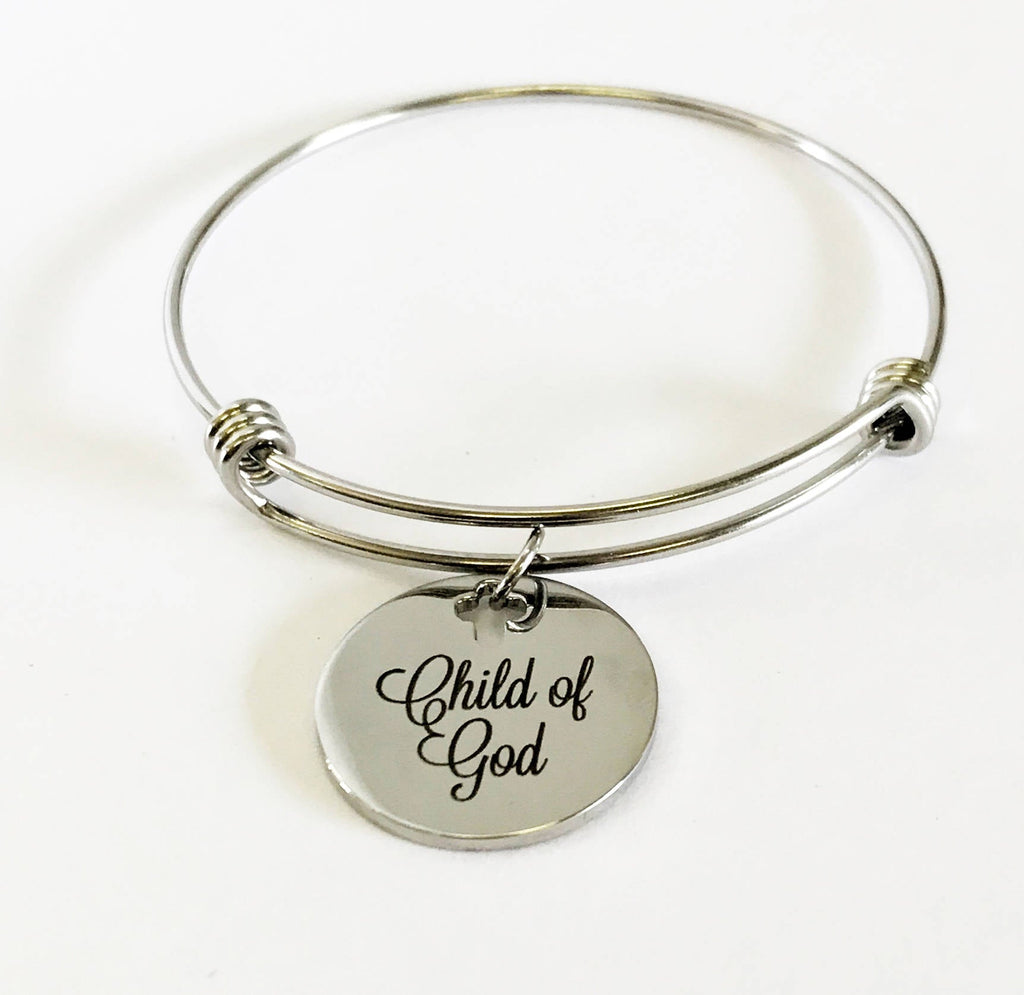 Religious Jewelry, Christian Gifts, Child of God Bracelet, Stacking Bangle, Stackable Bracelet, Baptism Gift For Her, Confirmation Gift