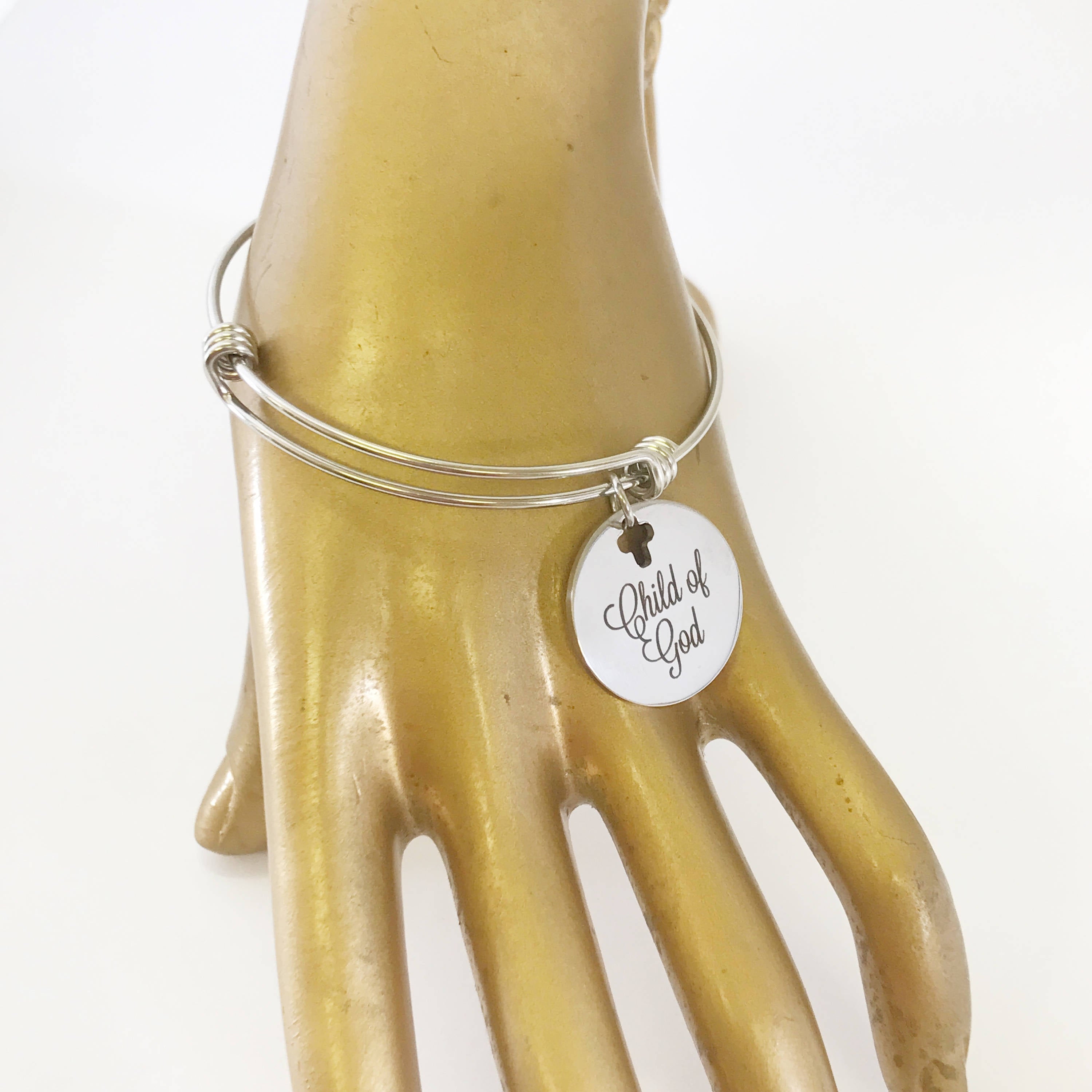 Religious Jewelry, Christian Gifts, Child of God Bracelet, Stacking Bangle, Stackable Bracelet, Baptism Gift For Her, Confirmation Gift