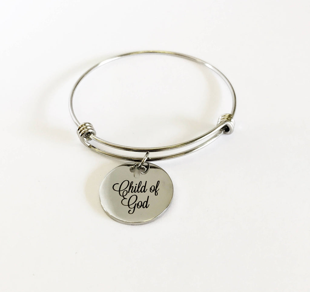 Religious Jewelry, Christian Gifts, Child of God Bracelet, Stacking Bangle, Stackable Bracelet, Baptism Gift For Her, Confirmation Gift