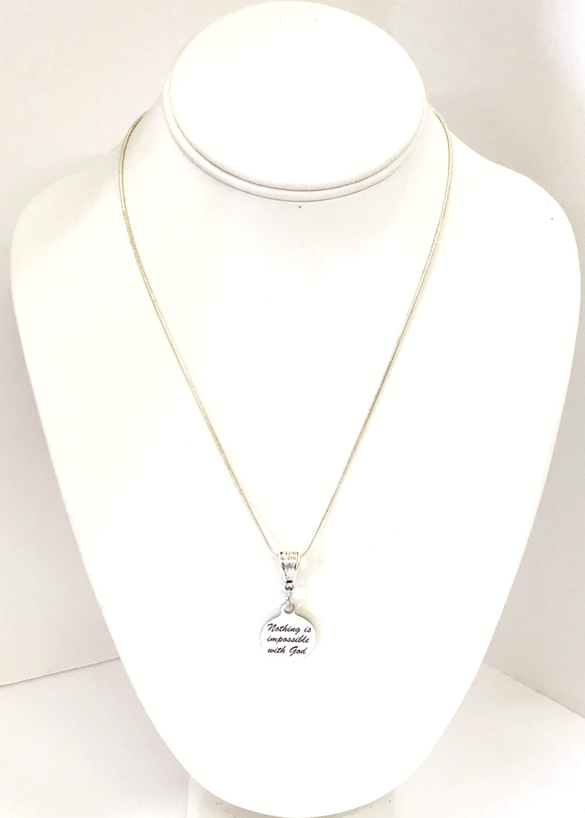 Christian Jewelry Gifts, Nothing Is Impossible With God Silver Necklace, Religious Jewelry, Motivational Christian Encouragement Gifts