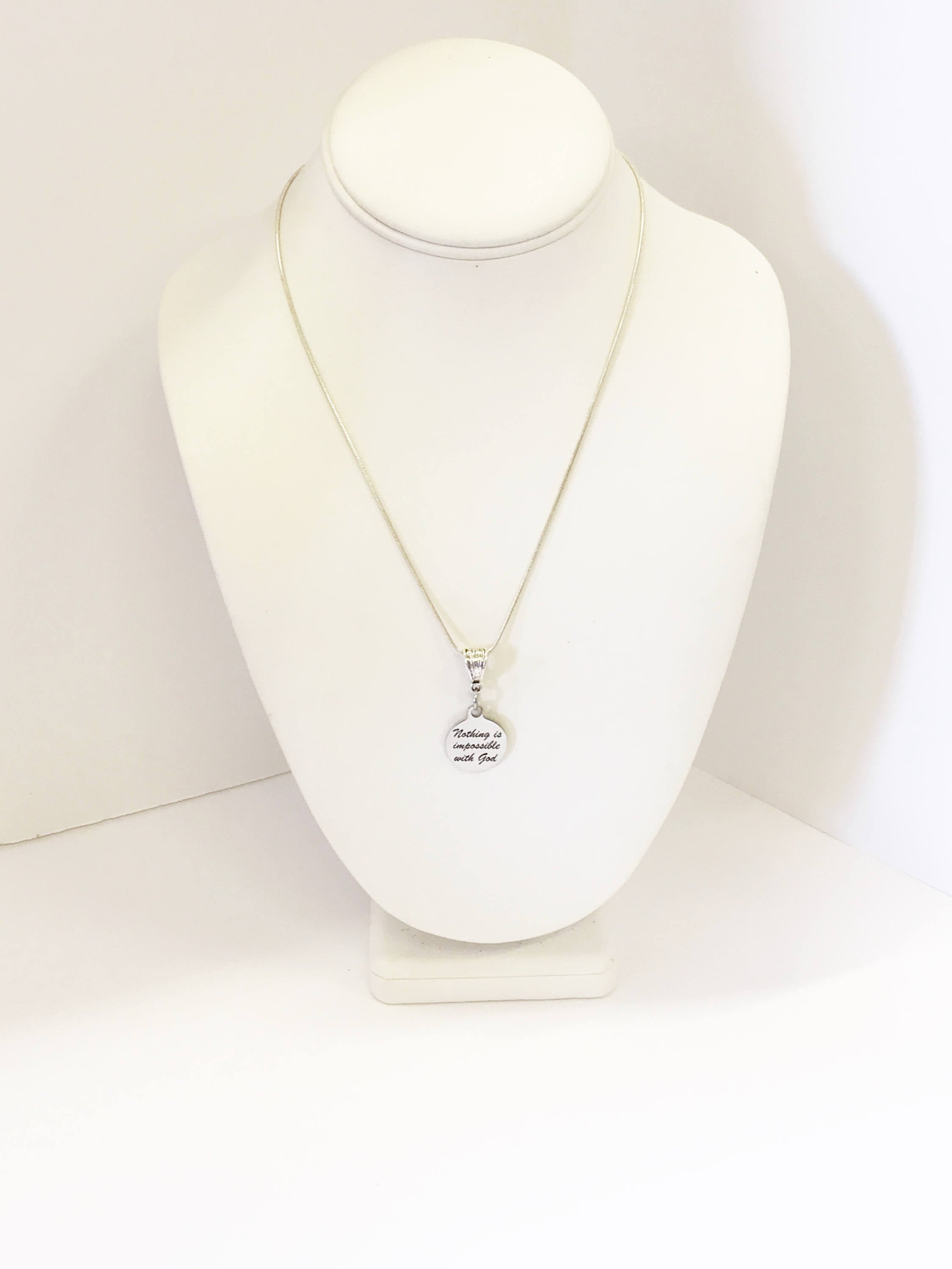 Christian Jewelry Gifts, Nothing Is Impossible With God Silver Necklace, Religious Jewelry, Motivational Christian Encouragement Gifts
