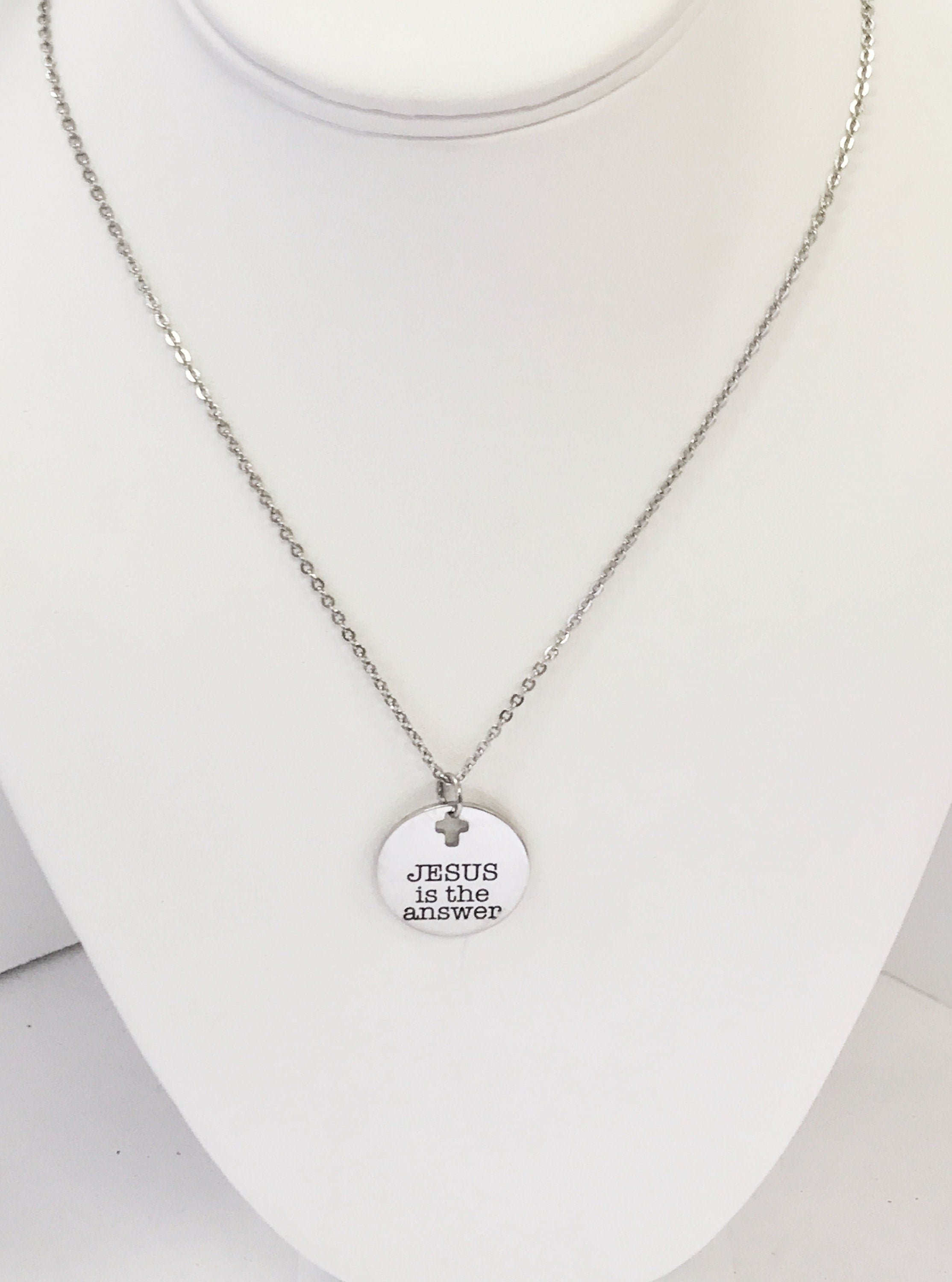 Christian Jewelry, Christian Gifts, Christian Necklace, Religious Jewelry, Jesus Is The Answer Necklace, Religious Gift, Religious Necklace