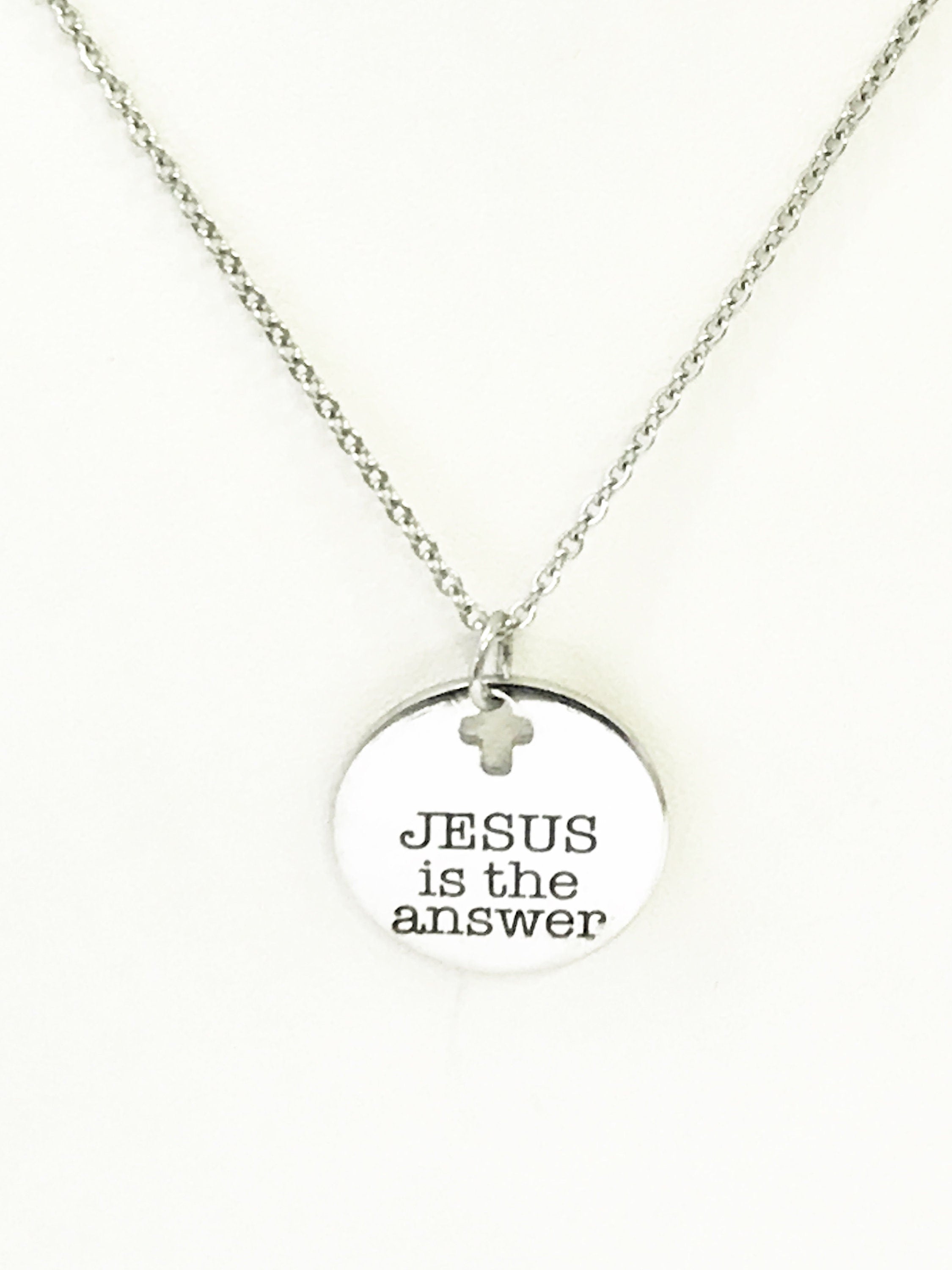 Christian Jewelry, Christian Gifts, Christian Necklace, Religious Jewelry, Jesus Is The Answer Necklace, Religious Gift, Religious Necklace