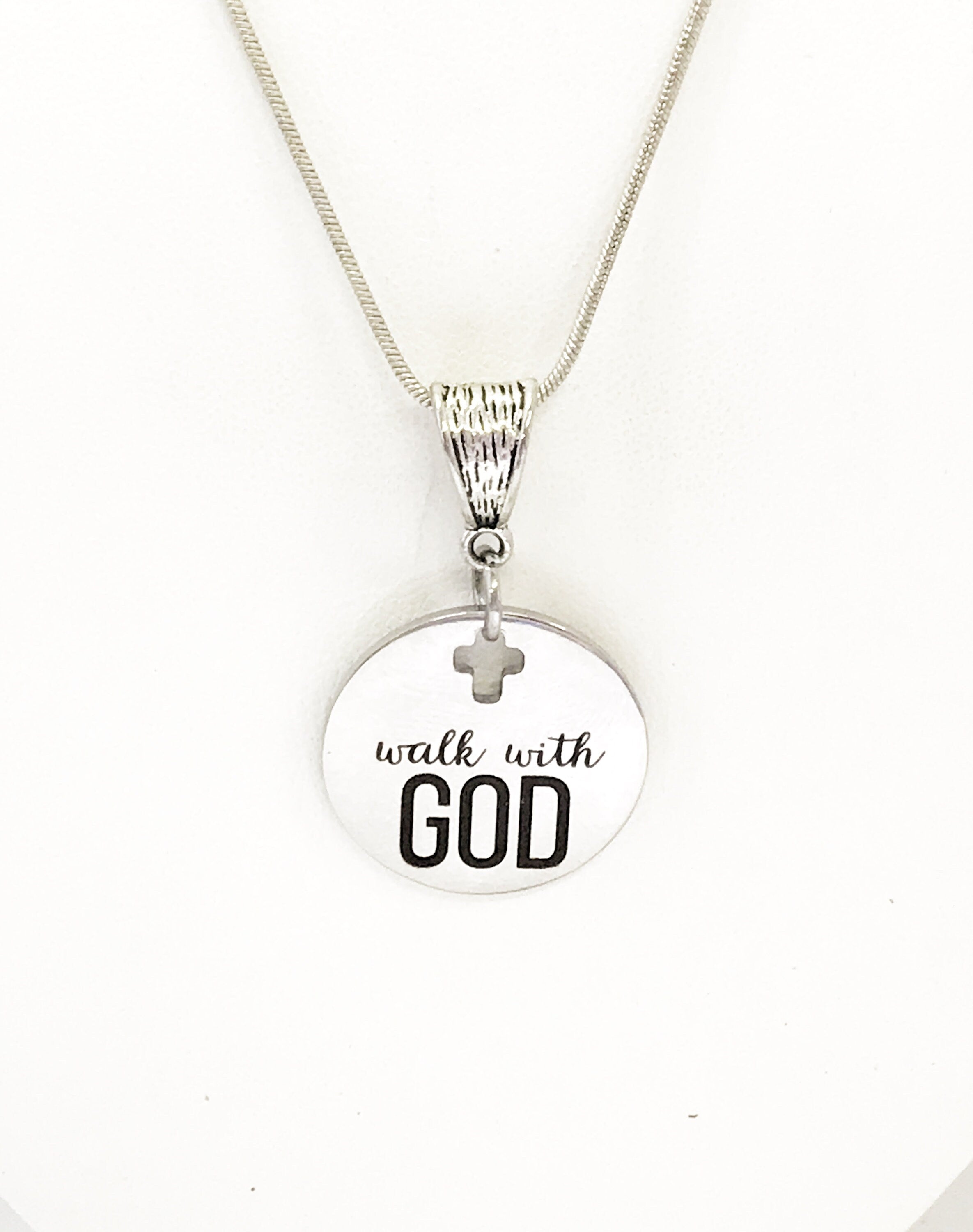 Christian Necklace, Christian Gift, Walk With God Necklace, Christian Jewelry, Scripture Necklace, Scripture Jewelry, Encouraging Gift