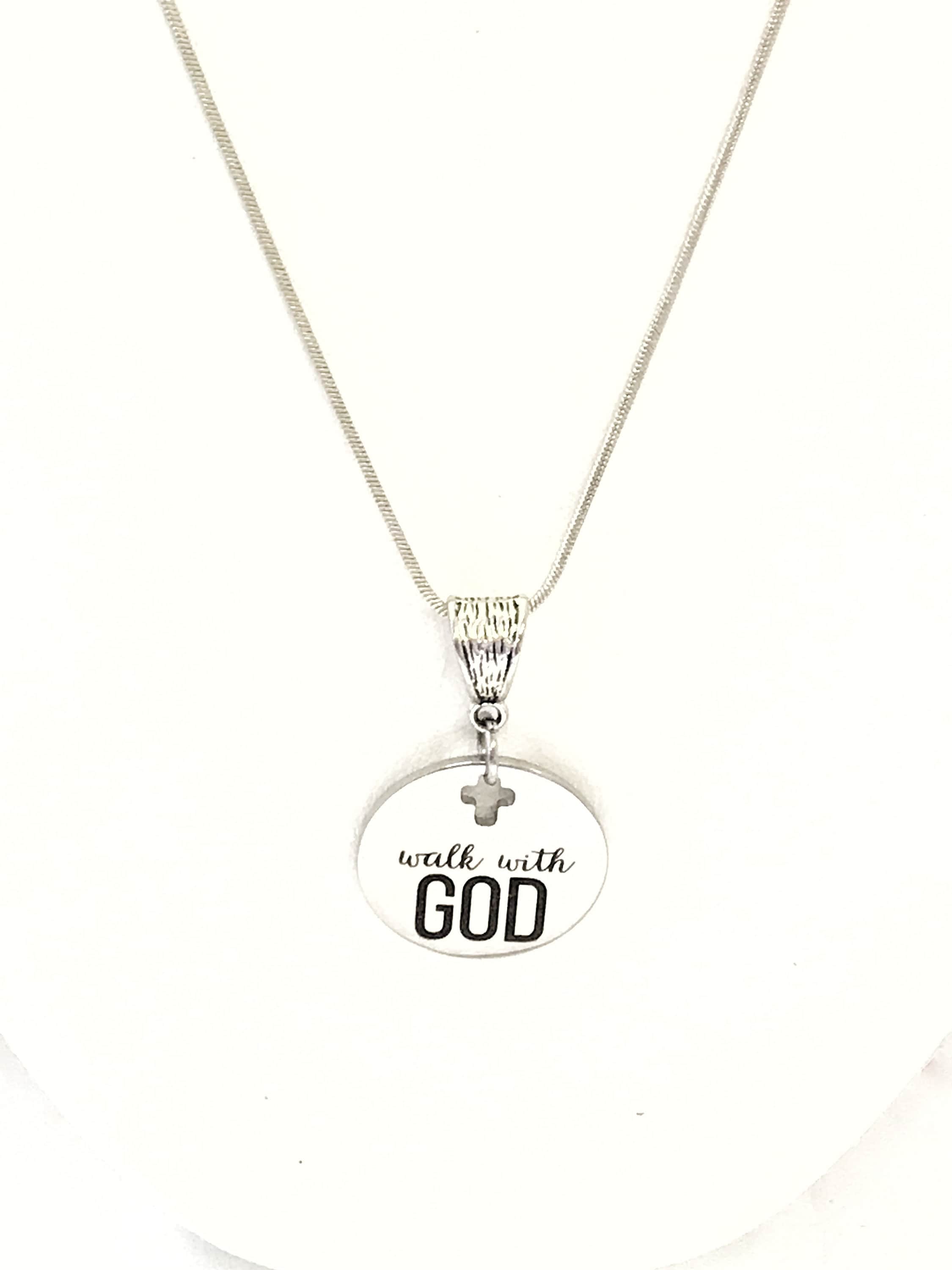 Christian Necklace, Christian Gift, Walk With God Necklace, Christian Jewelry, Scripture Necklace, Scripture Jewelry, Encouraging Gift