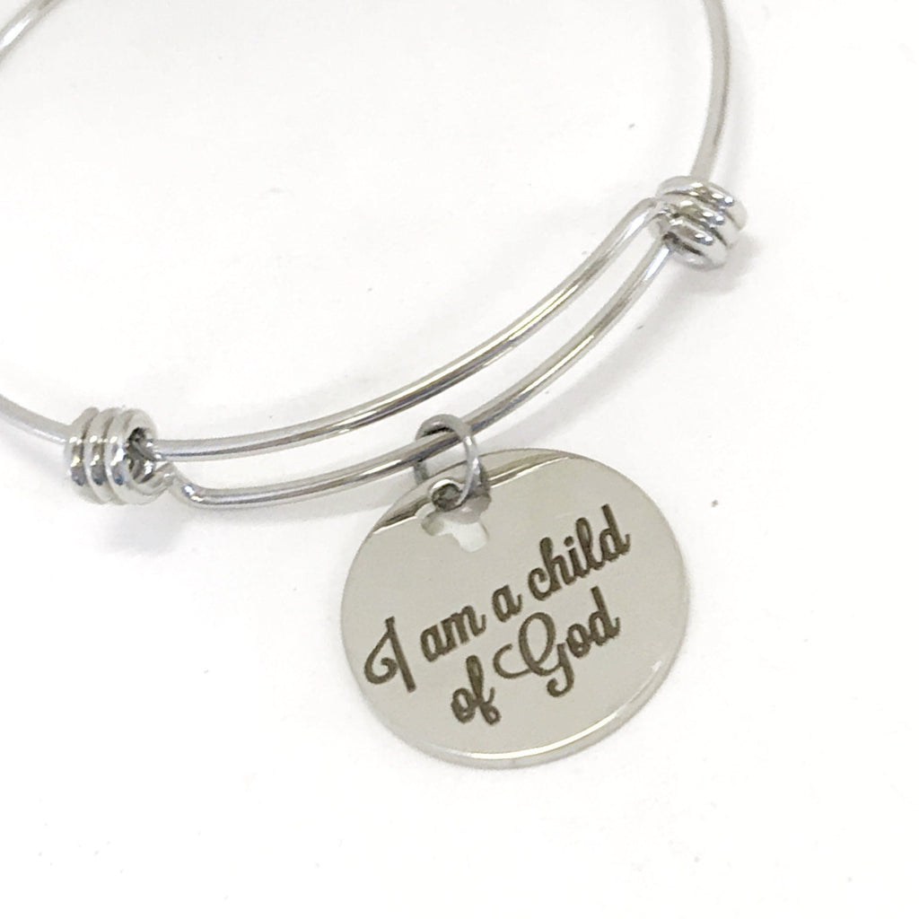 I Am A Child Of God Stainless Steel Engraved Bracelet Faith Jewelry Christian Gift Religious
