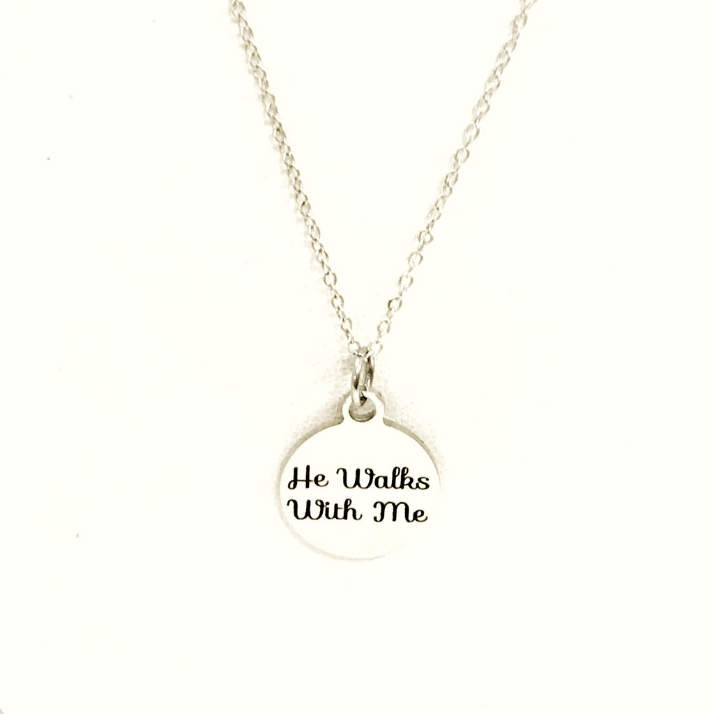 Christian Jewelry, He Walks With Me Necklace, Christian Woman, Christian Daughter Jewelry, Religious Jewelry, Religious Gift For Her