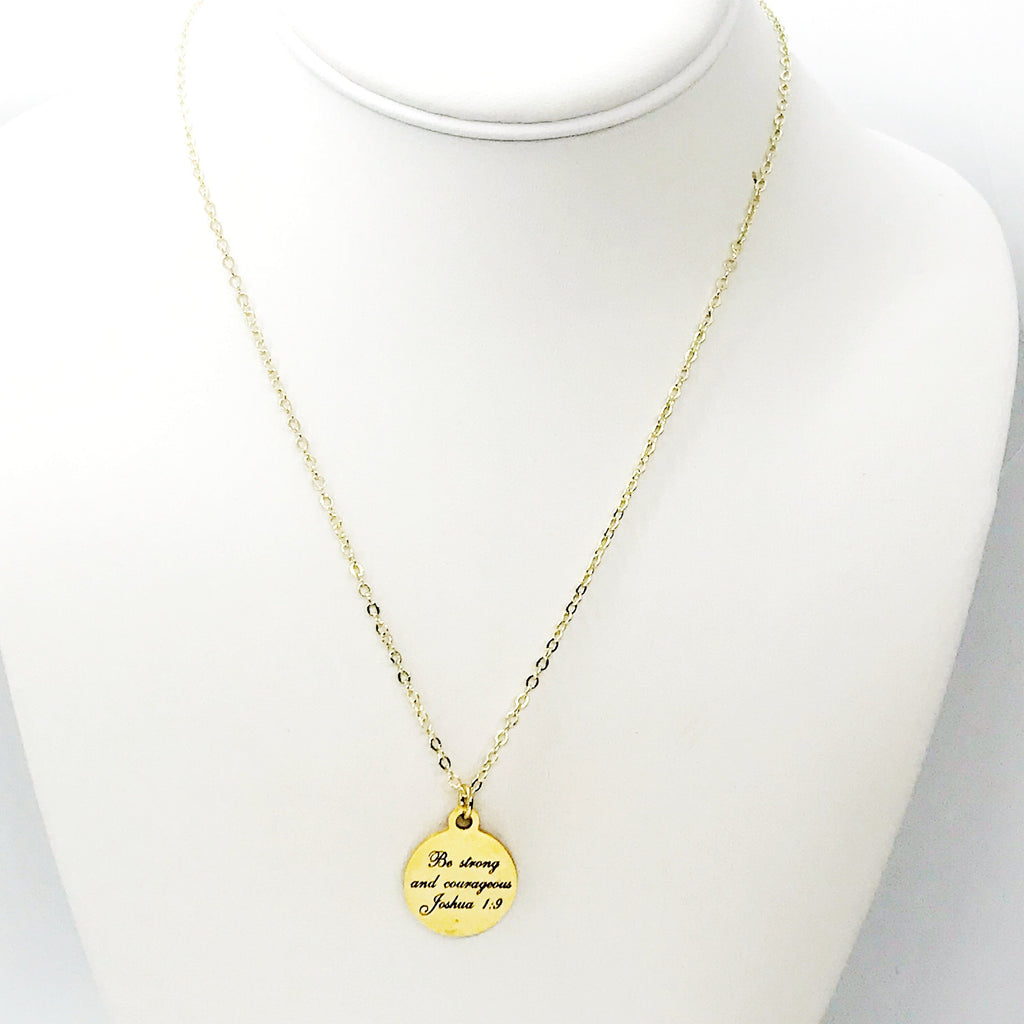 Christian Necklace, Be Strong And Courageous Necklace, Christian Jewelry, Christian Scripture Gifts, Stainless Necklace, Joshua 1:9 Necklace