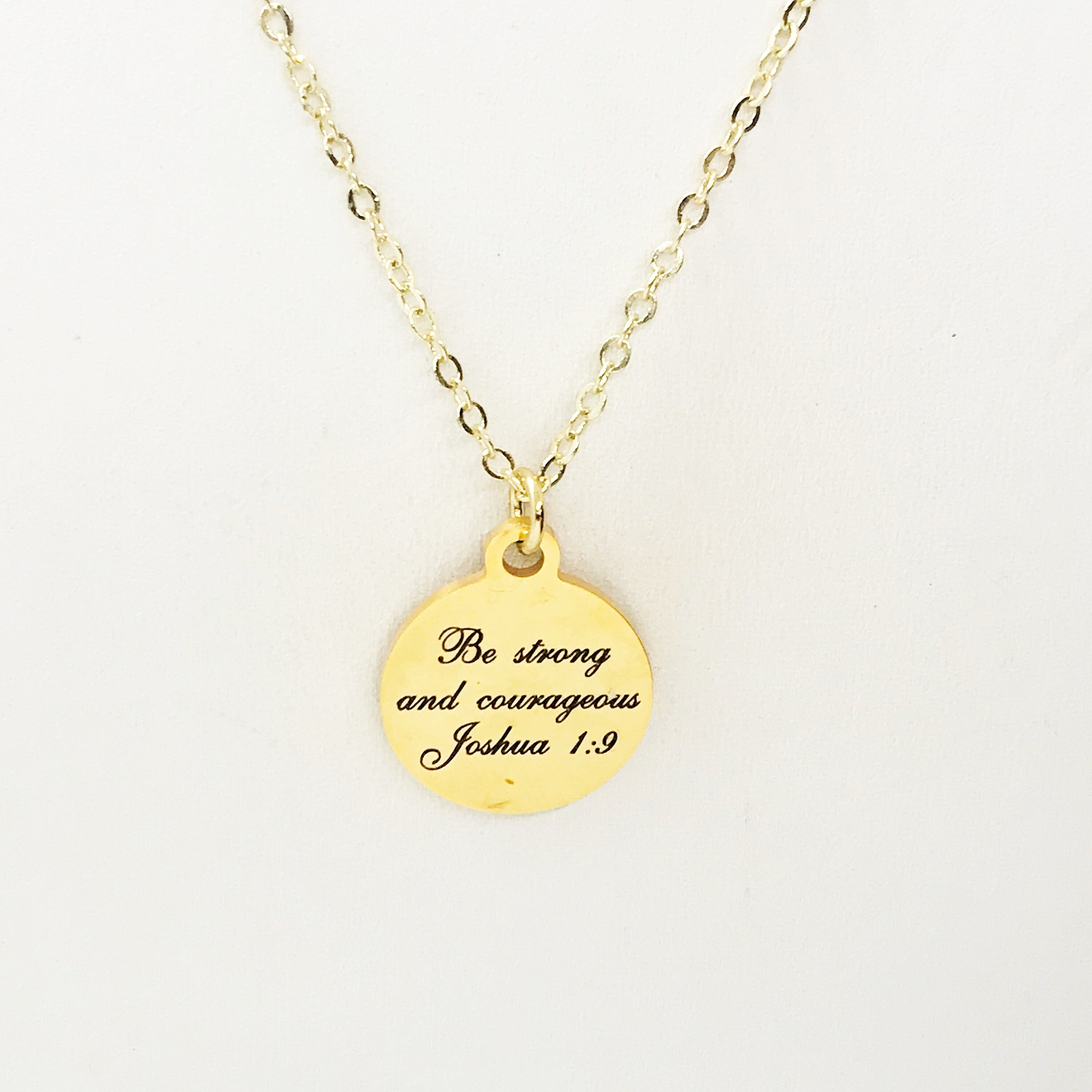 Christian Necklace, Be Strong And Courageous Necklace, Christian Jewelry, Christian Scripture Gifts, Stainless Necklace, Joshua 1:9 Necklace