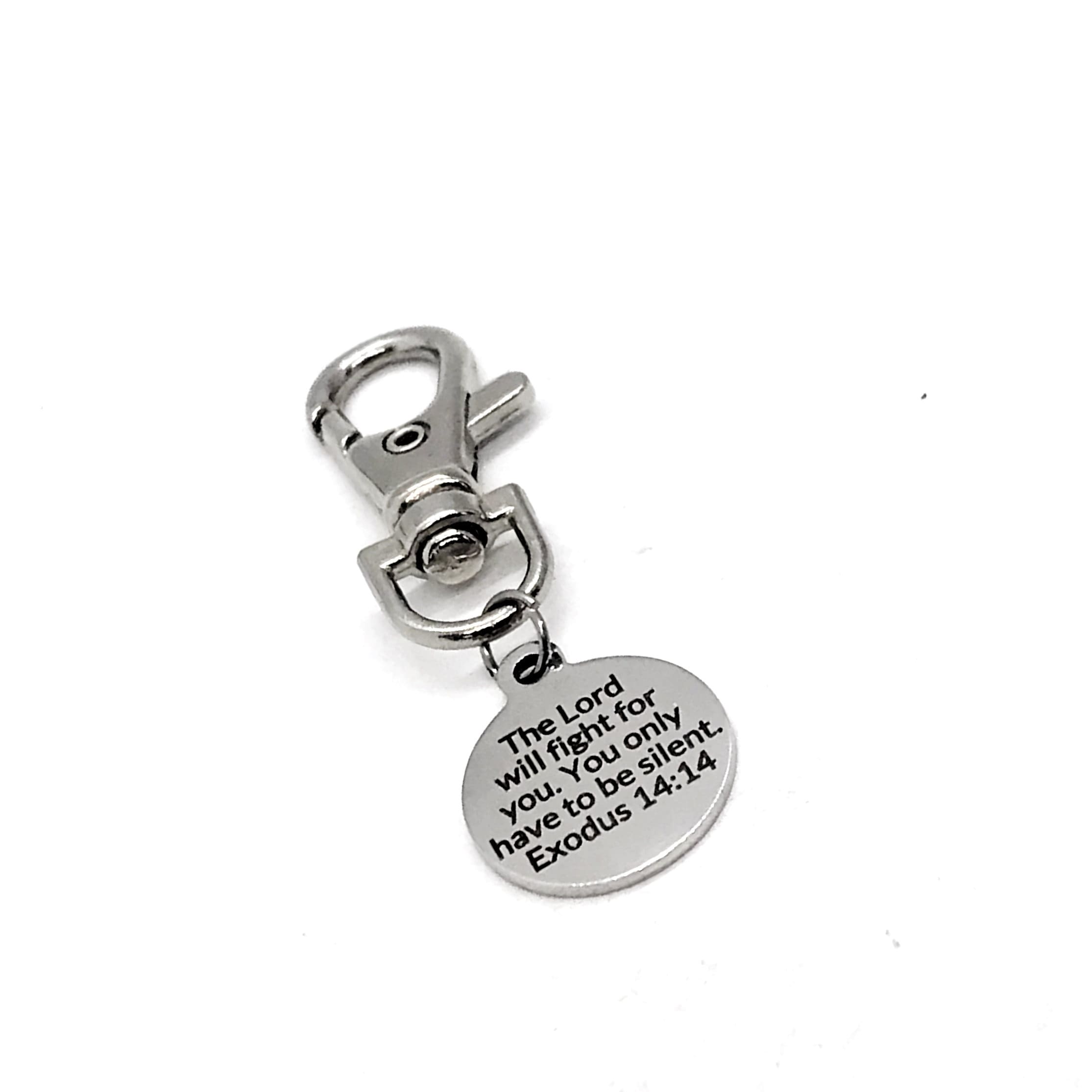 Bag Charm, The Lord Will Fight For You Charm, Exodus 14 14 Faith Quote, Christian Gift, Christian Charm, Keychain Charm