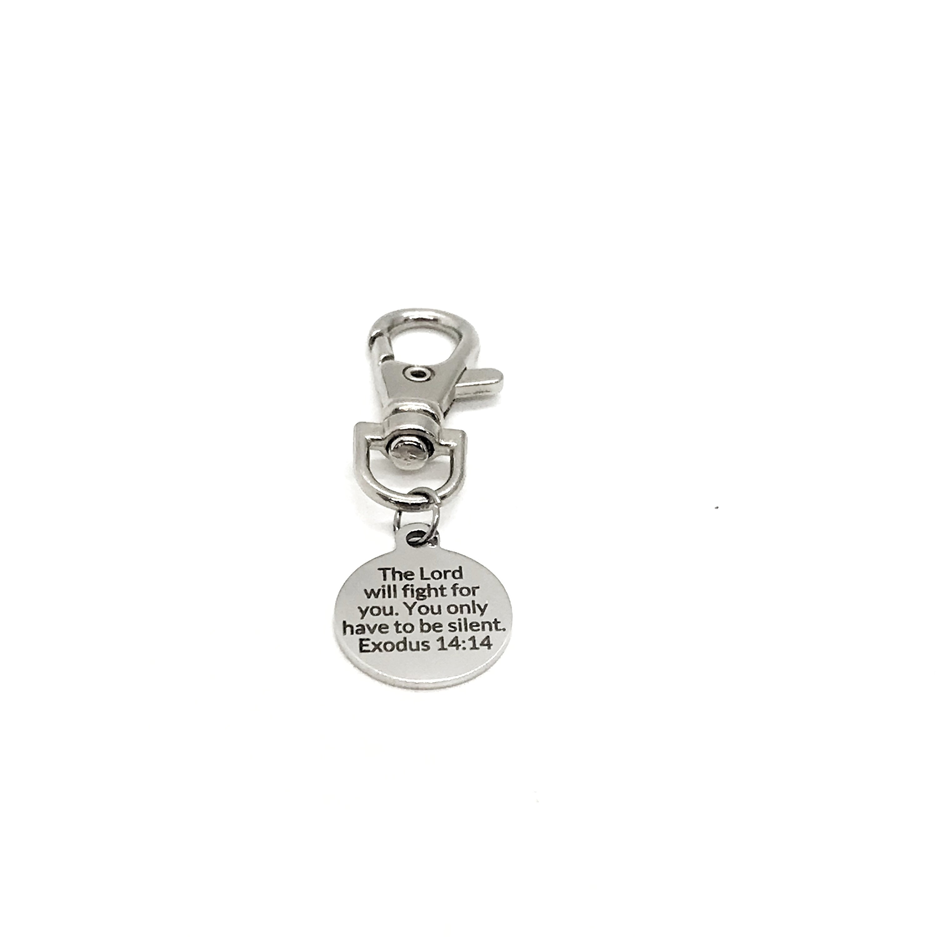 Bag Charm, The Lord Will Fight For You Charm, Exodus 14 14 Faith Quote, Christian Gift, Christian Charm, Keychain Charm
