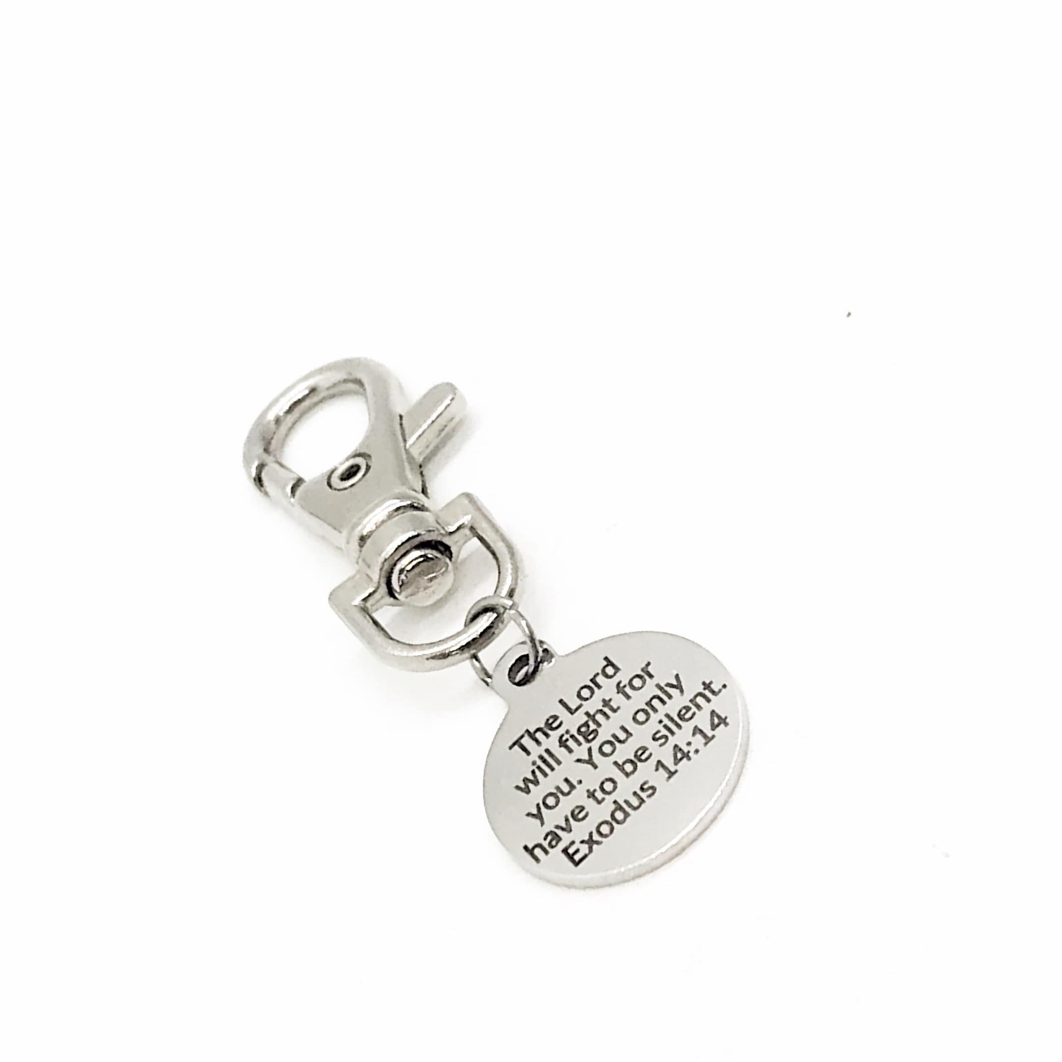 Bag Charm, The Lord Will Fight For You Charm, Exodus 14 14 Faith Quote, Christian Gift, Christian Charm, Keychain Charm
