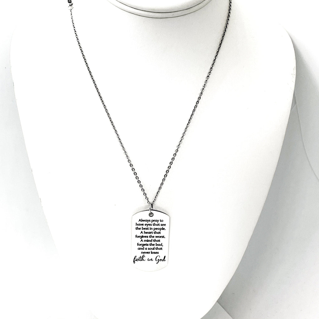 Always Pray Faith Necklace Stainless Steel Christian Jewelry Inspirational Religious Scripture Necklace Encouragement Gift