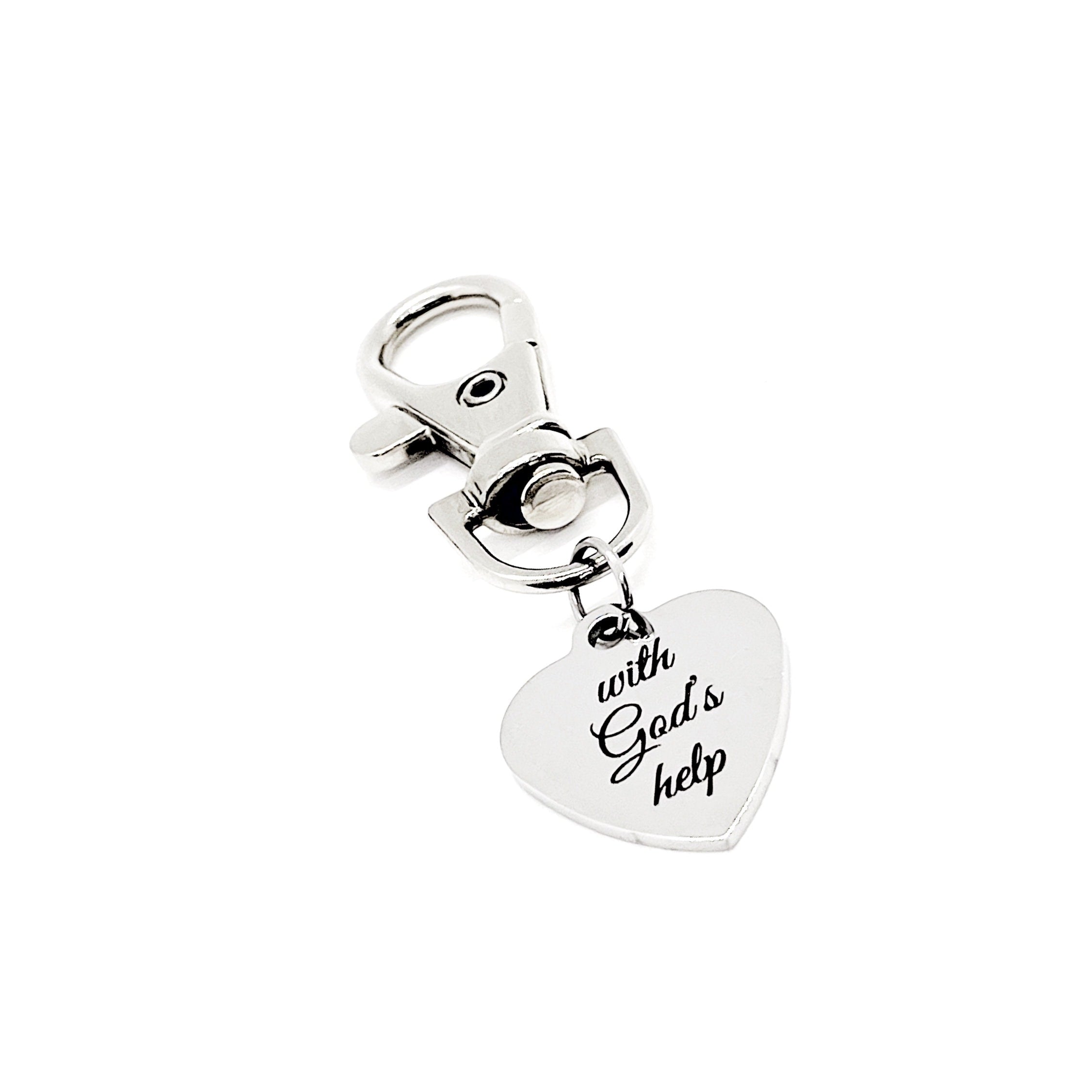 With God’s Help Clip On Charm, Faith Gift, Faith Encouragement, Bag Charm, Purse Charm, Christian Gift, Christian Encouragement, Baptism