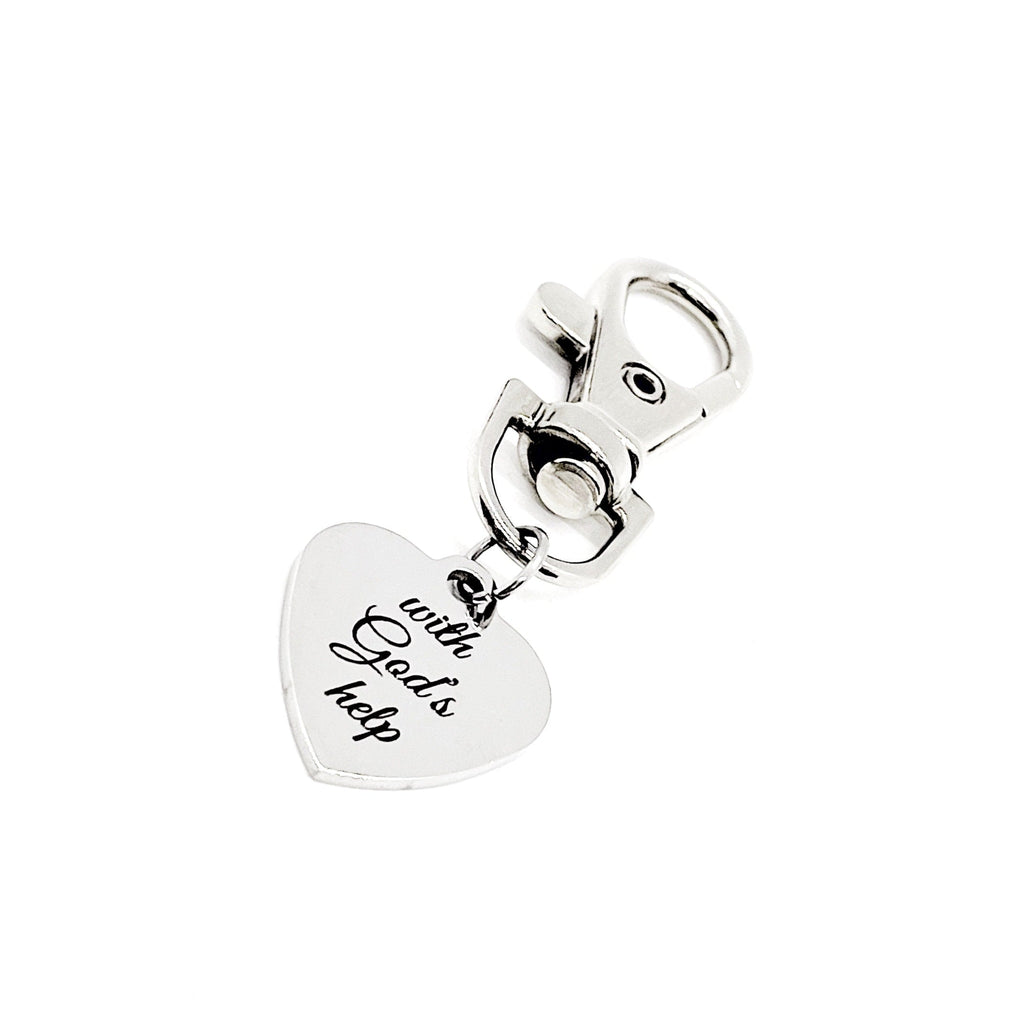 With God’s Help Clip On Charm, Faith Gift, Faith Encouragement, Bag Charm, Purse Charm, Christian Gift, Christian Encouragement, Baptism