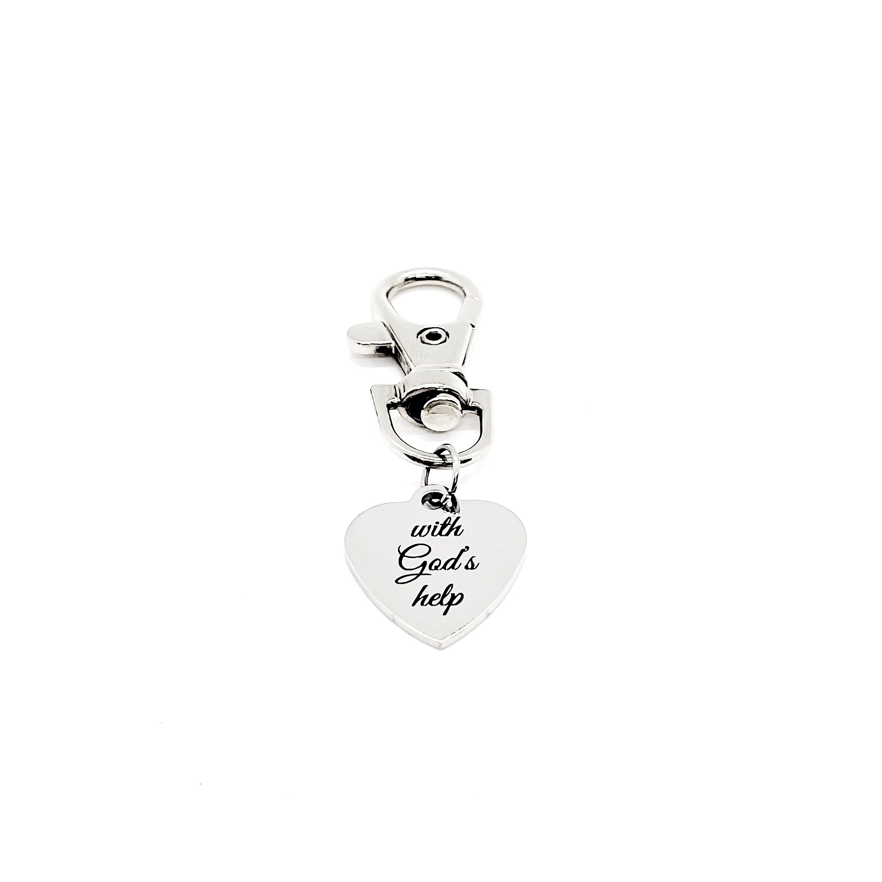With God’s Help Clip On Charm, Faith Gift, Faith Encouragement, Bag Charm, Purse Charm, Christian Gift, Christian Encouragement, Baptism