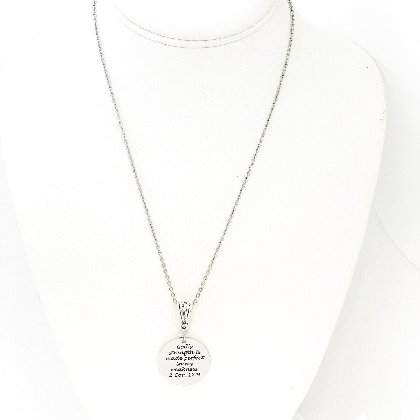 Gods Strength Is Made Perfect In My Weakness Necklace 2 Cor 12 9 Christian Jewelry