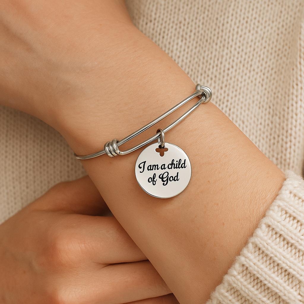 I Am A Child Of God Stainless Steel Engraved Bracelet Faith Jewelry Christian Gift Religious