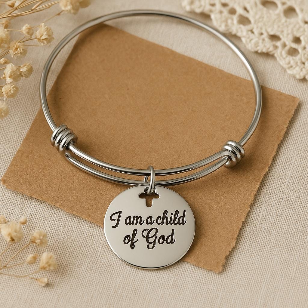 I Am A Child Of God Stainless Steel Engraved Bracelet Faith Jewelry Christian Gift Religious