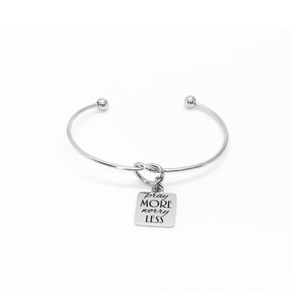 Pray More Worry Less Cuff Bracelet Faith Jewelry Christian Encouragement Gift Inspirational Religious Bracelet