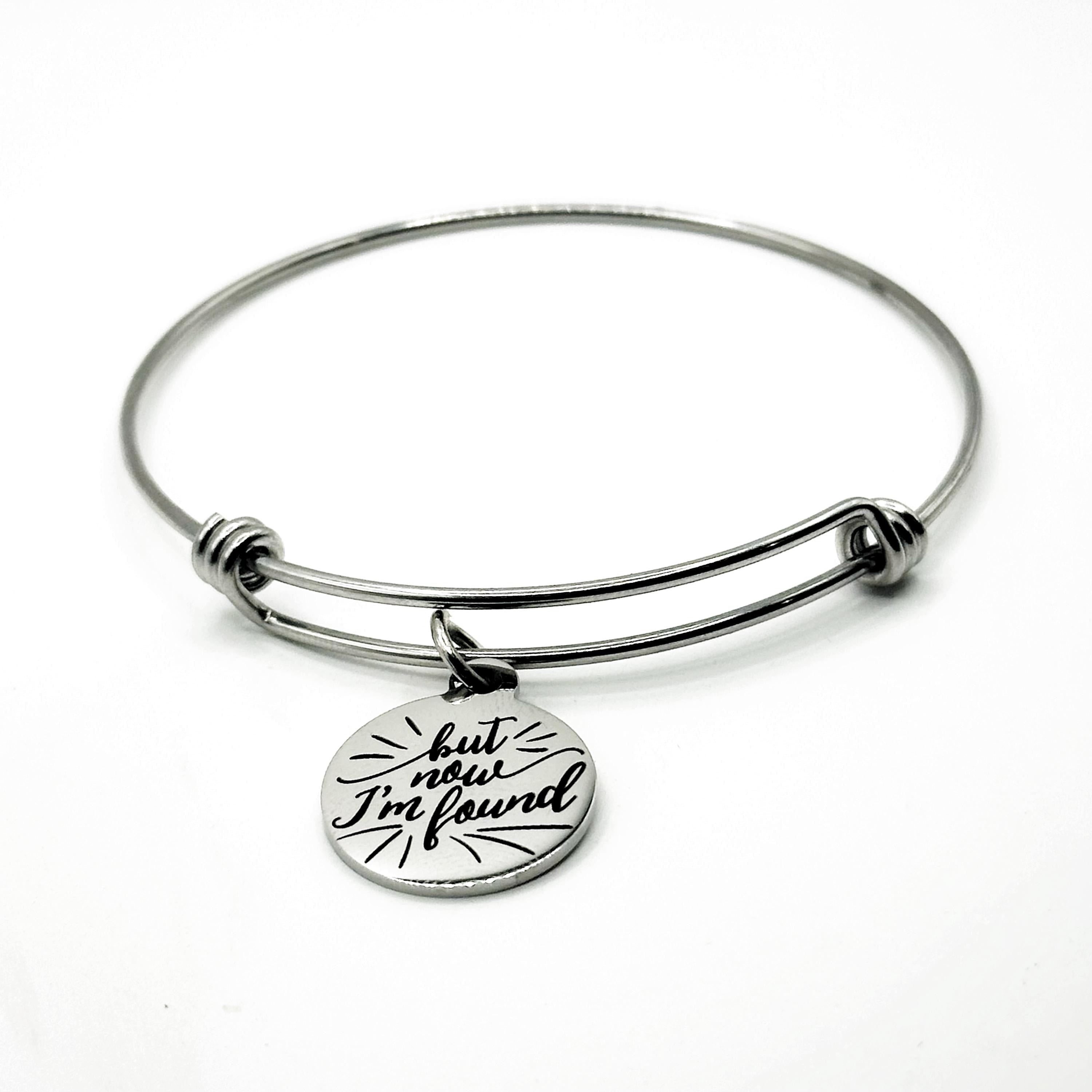 Luke 15 24 But Now I'm Found Bracelet Stainless Steel Faith Bracelet Christian Gift Expanding Bangle Jewelry